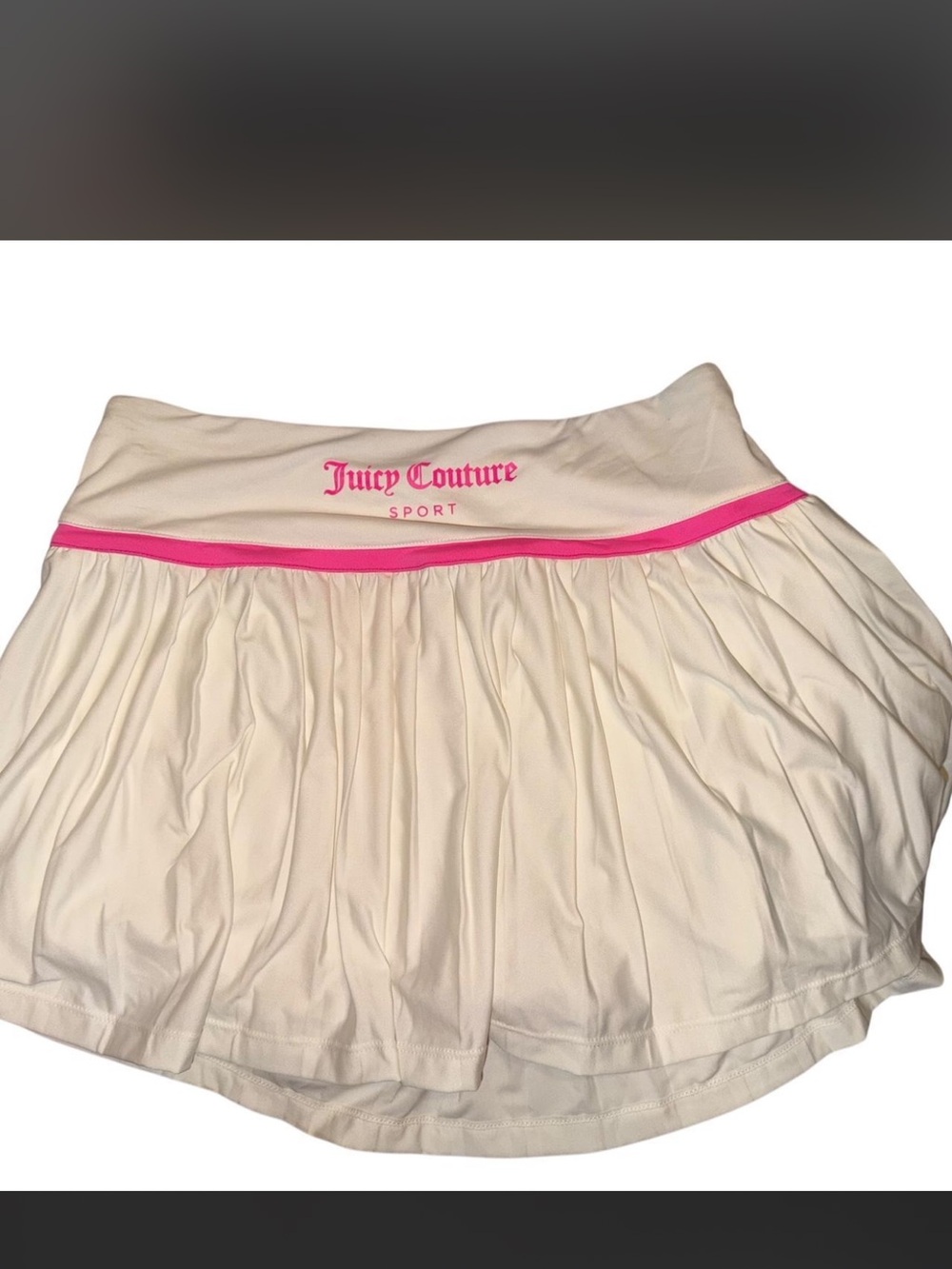 Juicy Couture Cream Pleated Sport Skirt with Pink Accents